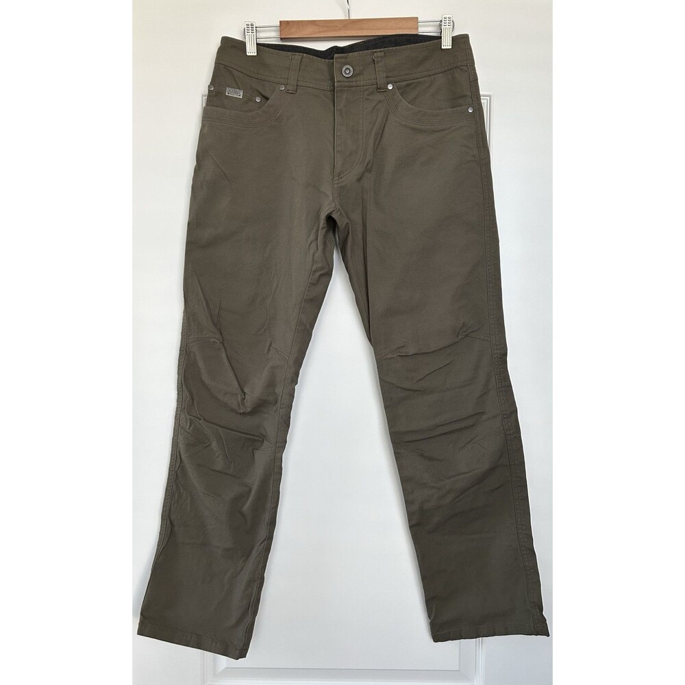 Kuhl Mens Kanvus Jean Pants Sz 33x31 Dark Khaki Stretch 5 Pocket Hiking Outdoor - Picture 2 of 13